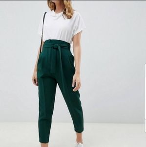 High Waisted Green Tapered Pants